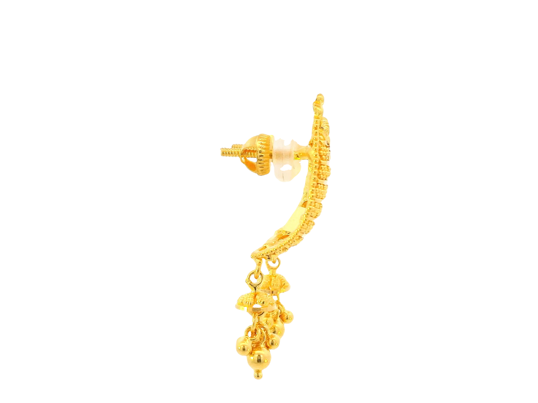 22K Yellow Gold Hanging Earrings – Screw Back