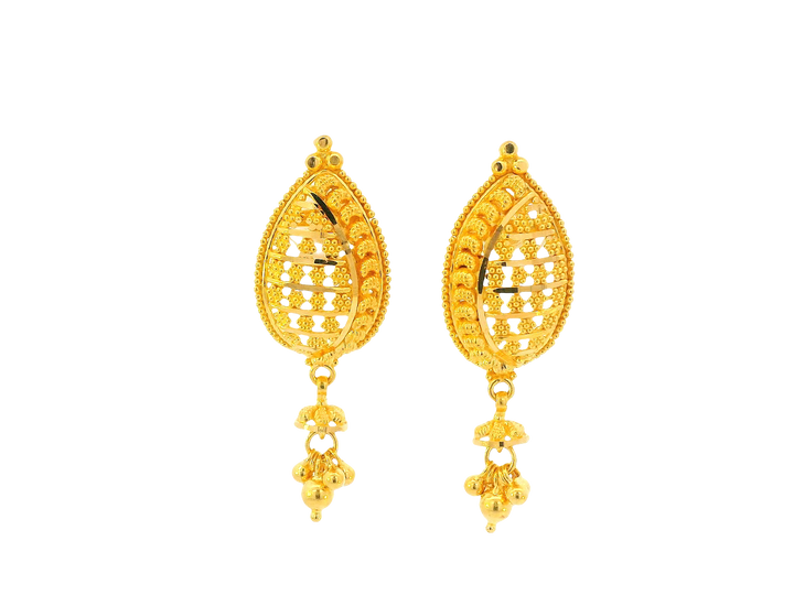 22K Yellow Gold Hanging Earrings – Screw Back