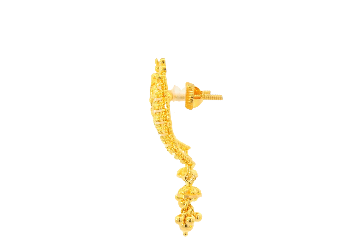 22K Yellow Gold Hanging Earrings – Screw Back