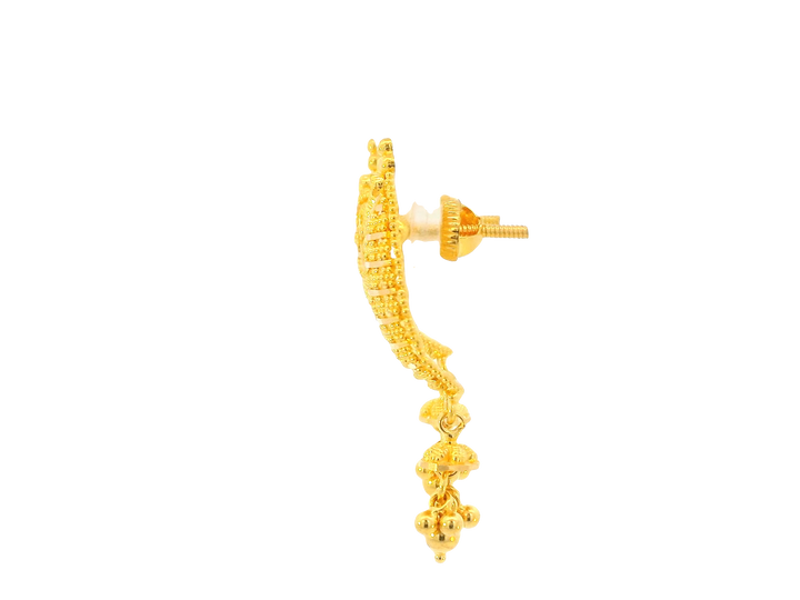 22K Yellow Gold Hanging Earrings – Screw Back