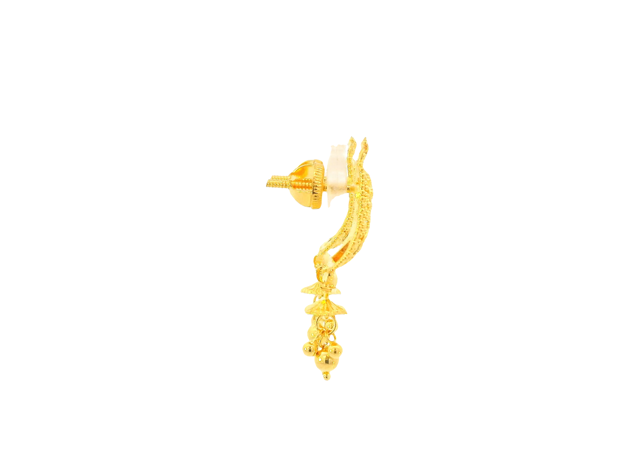 22K Yellow Gold Hanging Earrings – Screw Back