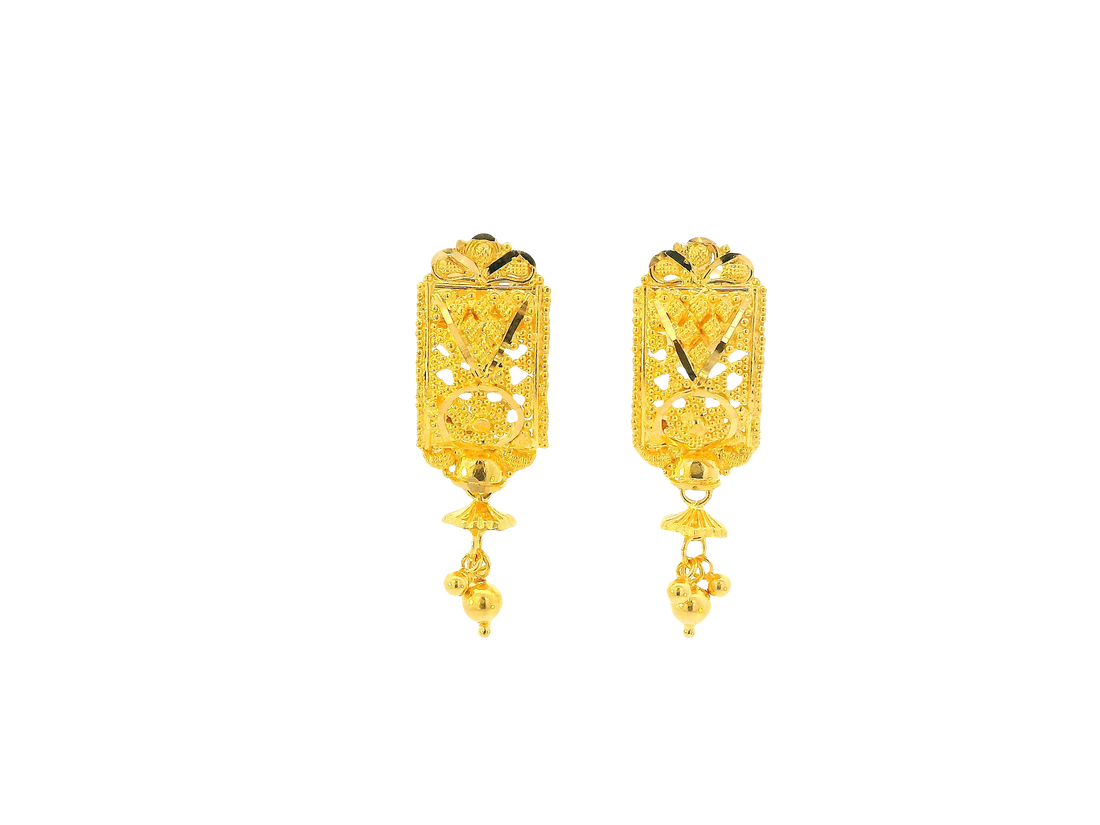22K Yellow Gold Hanging Earrings – Screw Back