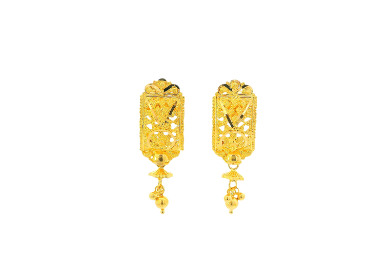 22K Yellow Gold Hanging Earrings – Screw Back