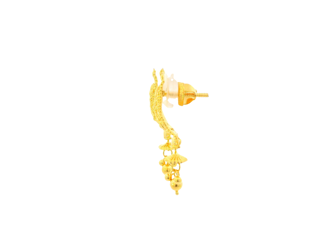 22K Yellow Gold Hanging Earrings – Screw Back