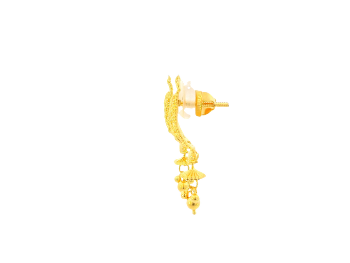 22K Yellow Gold Hanging Earrings – Screw Back