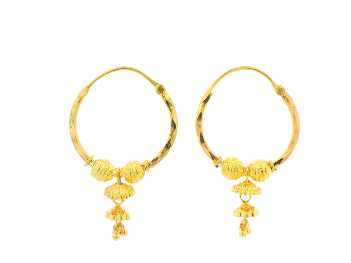 22K Yellow Gold Hoop Earrings Polished Finish