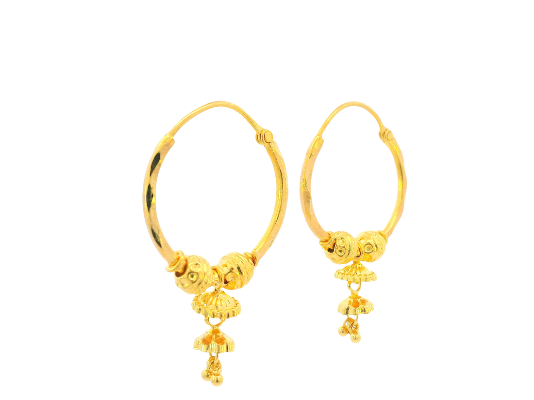22K Yellow Gold Hoop Earrings Polished Finish