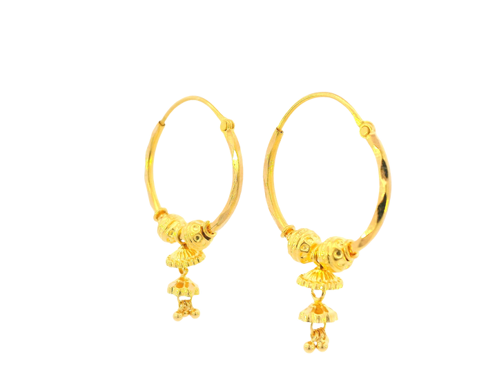 22K Yellow Gold Hoop Earrings Polished Finish