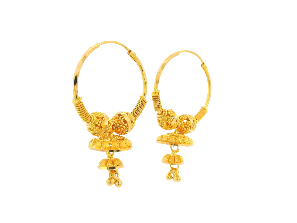 22K Yellow Gold Hoop Earrings Polished Finish