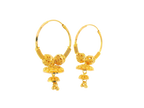 22K Yellow Gold Hoop Earrings Polished Finish
