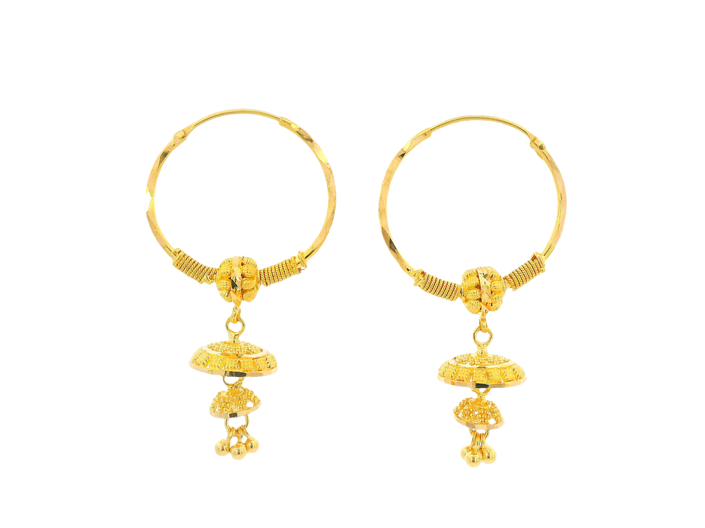 22K Yellow Gold Hoop Earrings Polished Finish