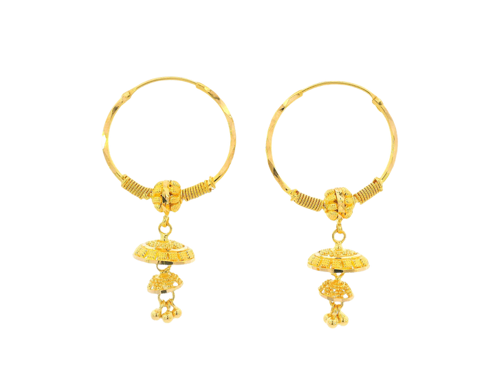 22K Yellow Gold Hoop Earrings Polished Finish