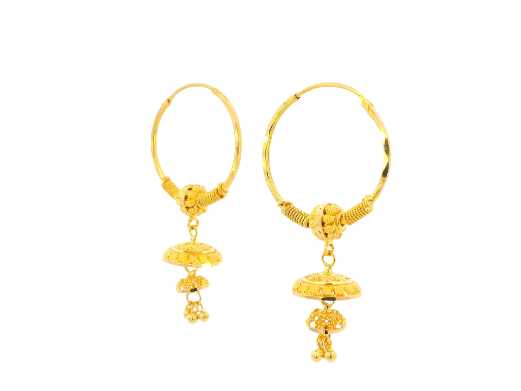 22K Yellow Gold Hoop Earrings Polished Finish