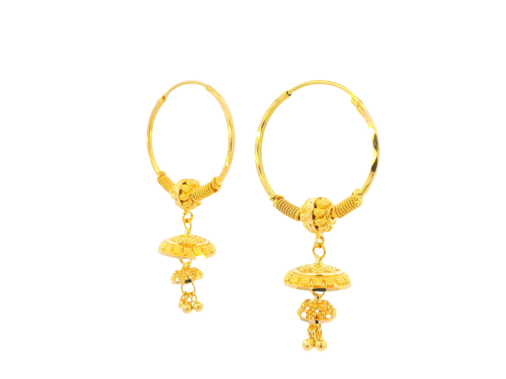 22K Yellow Gold Hoop Earrings Polished Finish