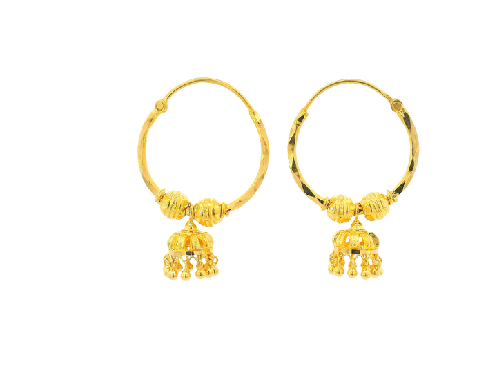 22K Yellow Gold Hoop Earrings  Polished Finish