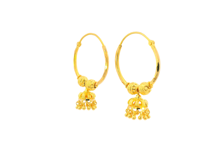 22K Yellow Gold Hoop Earrings  Polished Finish
