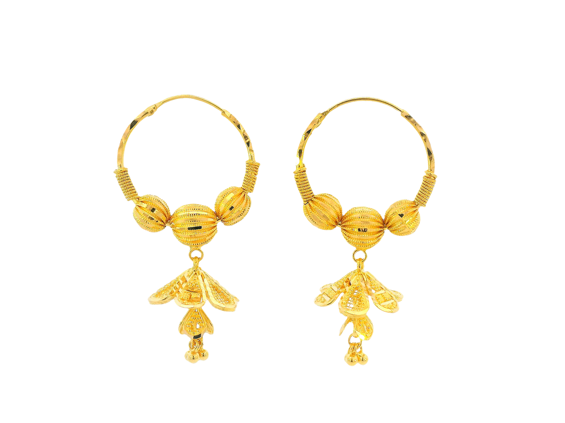 22K Yellow Gold Hoop Earrings Polished Finish