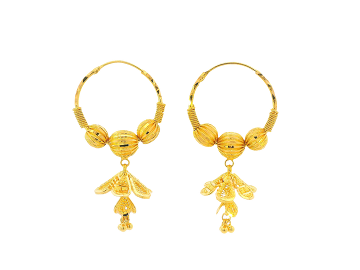 22K Yellow Gold Hoop Earrings Polished Finish