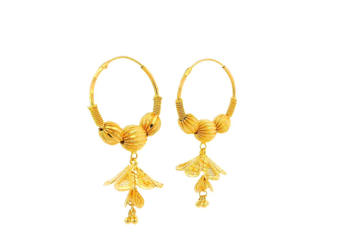22K Yellow Gold Hoop Earrings Polished Finish