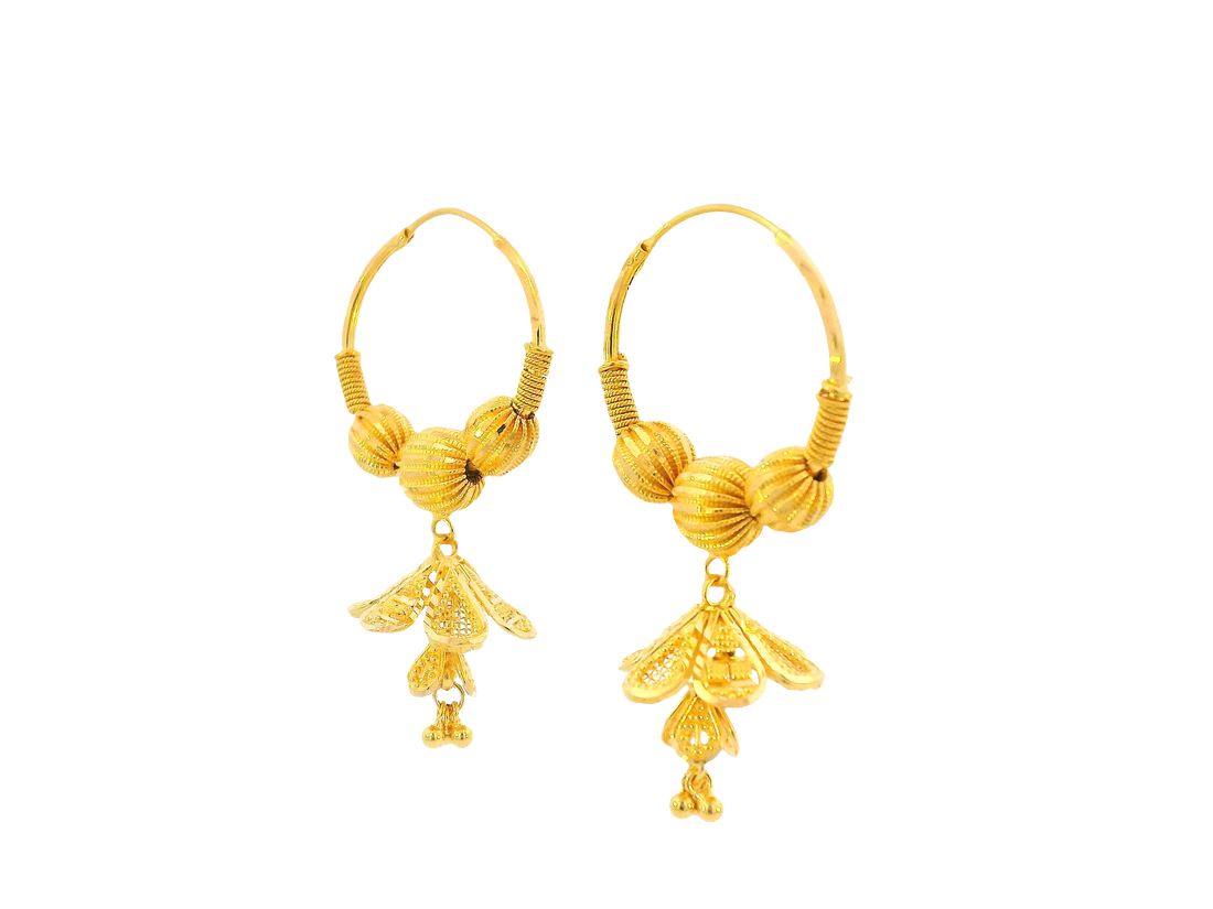 22K Yellow Gold Hoop Earrings Polished Finish