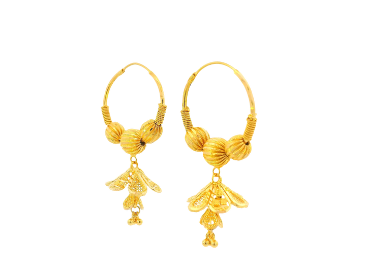 22K Yellow Gold Hoop Earrings Polished Finish
