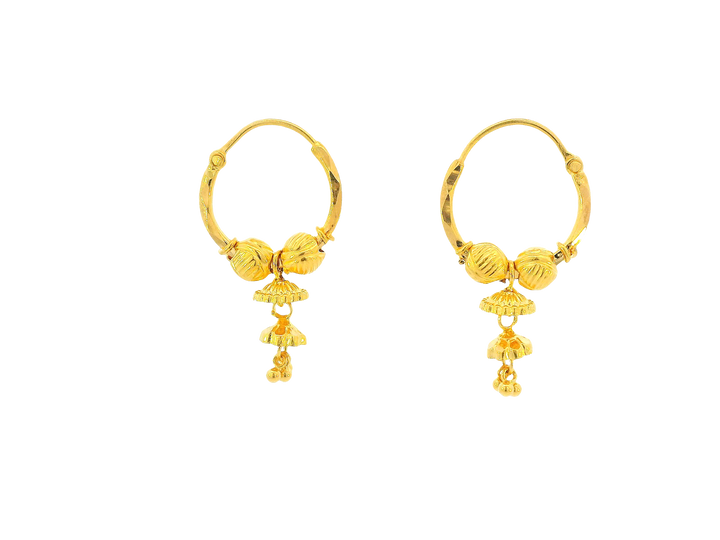 22K Yellow Gold Hoop Earrings Polished Finish