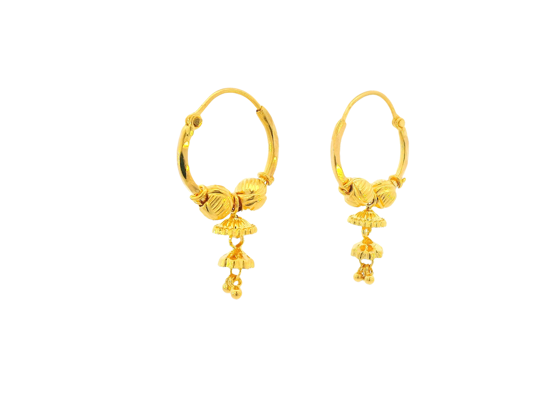 22K Yellow Gold Hoop Earrings Polished Finish
