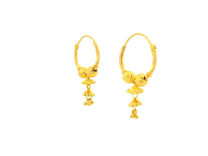 22K Yellow Gold Hoop Earrings Polished Finish