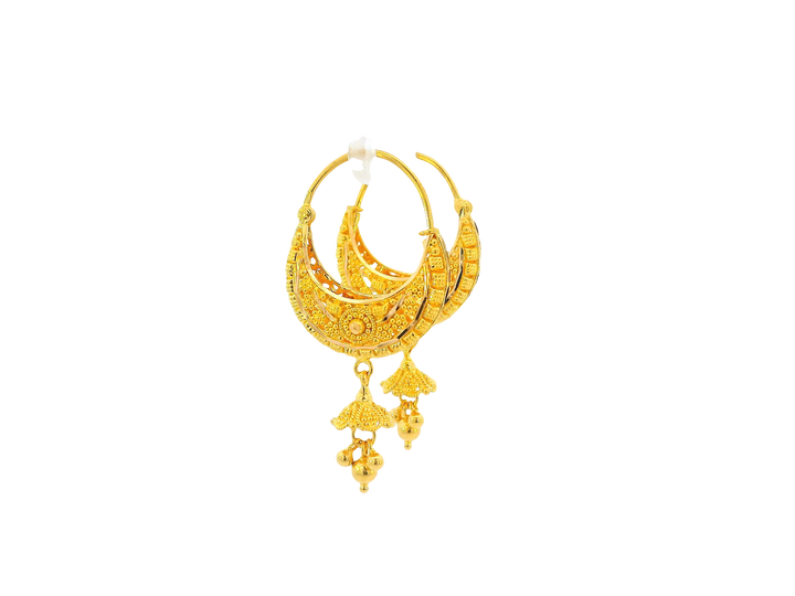 22K Yellow Gold Hoop Earrings Polished Finish