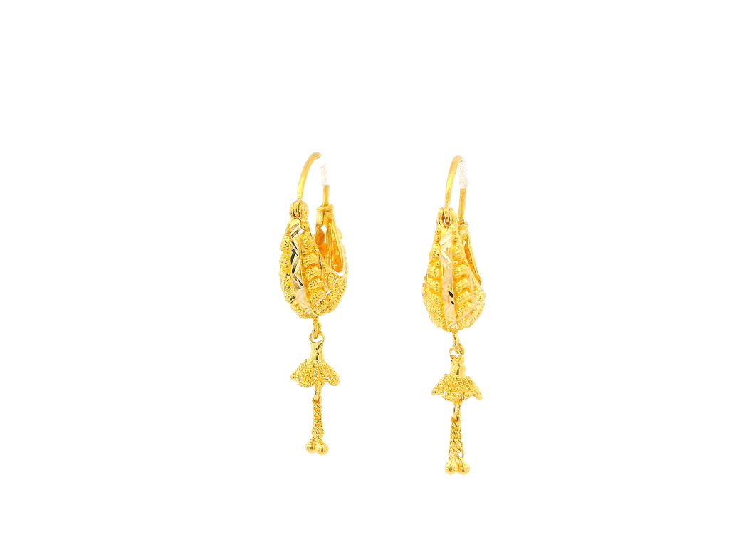 22K Yellow Gold Hoop Earrings Polished Finish