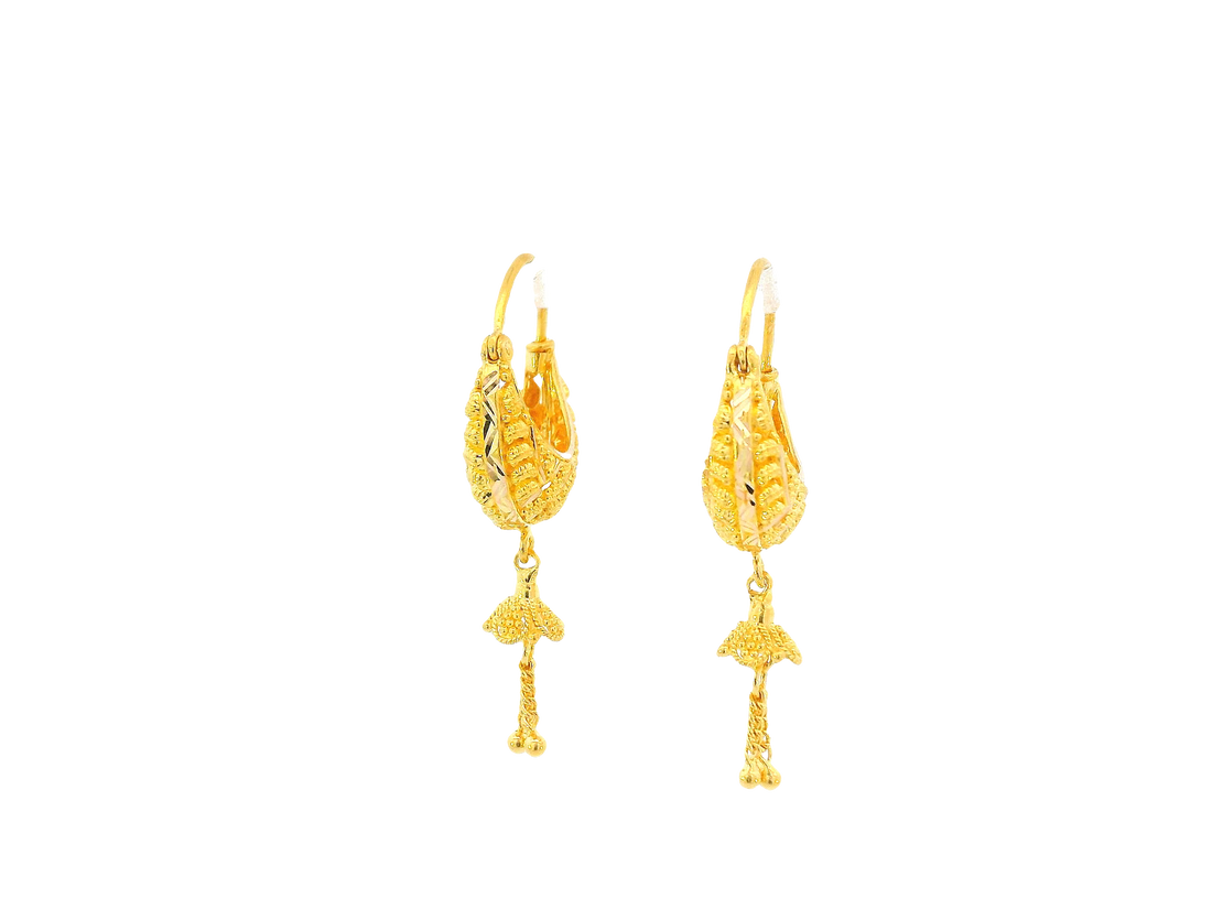 22K Yellow Gold Hoop Earrings Polished Finish
