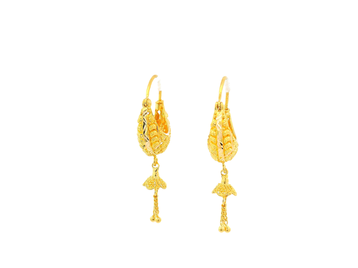 22K Yellow Gold Hoop Earrings Polished Finish