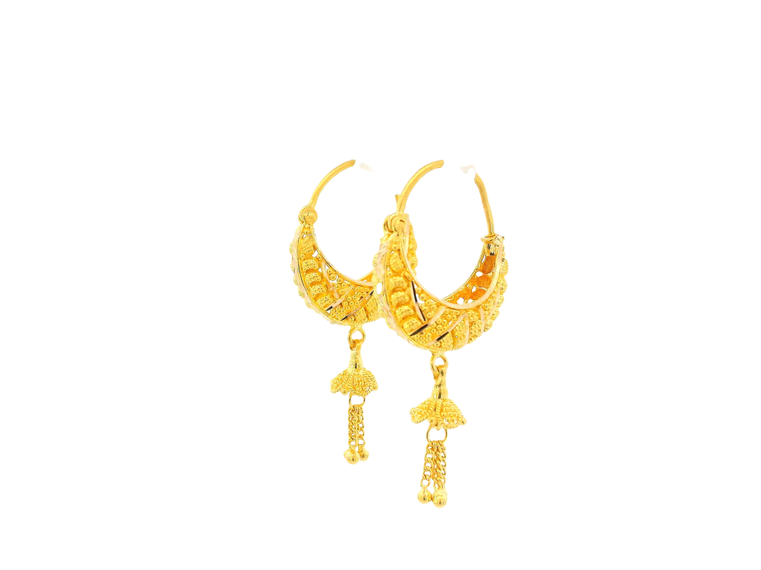 22K Yellow Gold Hoop Earrings Polished Finish
