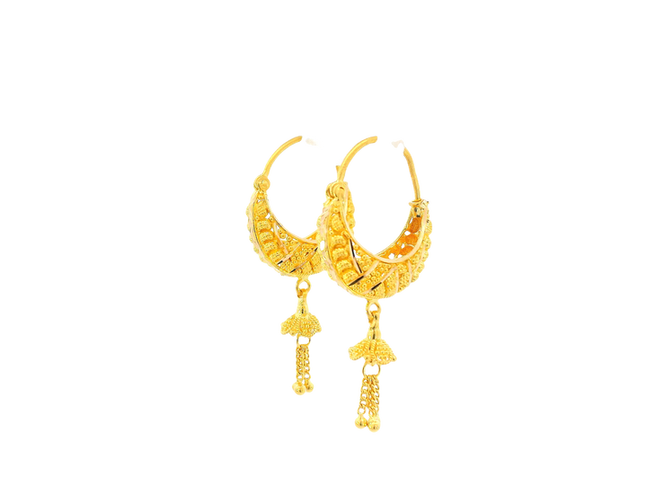 22K Yellow Gold Hoop Earrings Polished Finish