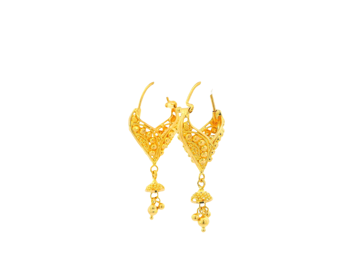 22K Yellow Gold Hoop Earrings  Polished Finish