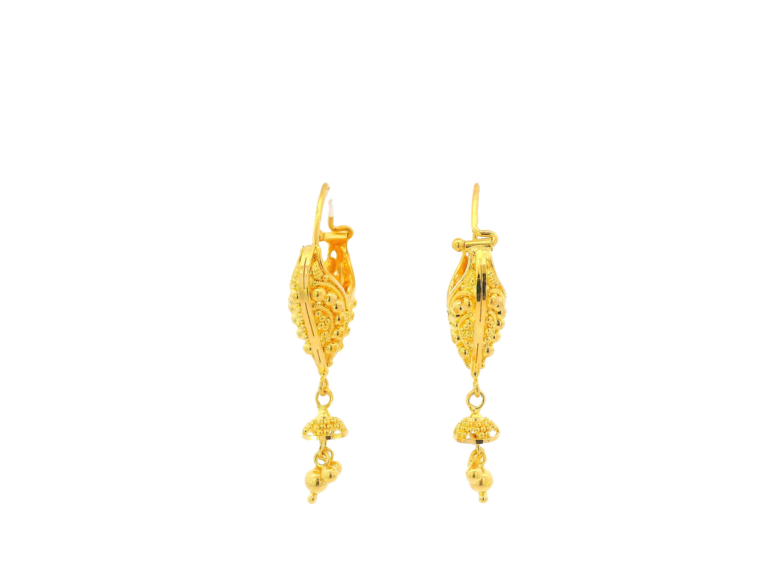 22K Yellow Gold Hoop Earrings  Polished Finish