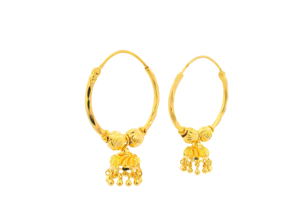 22K Yellow Gold Hoop Earrings Polished Finish