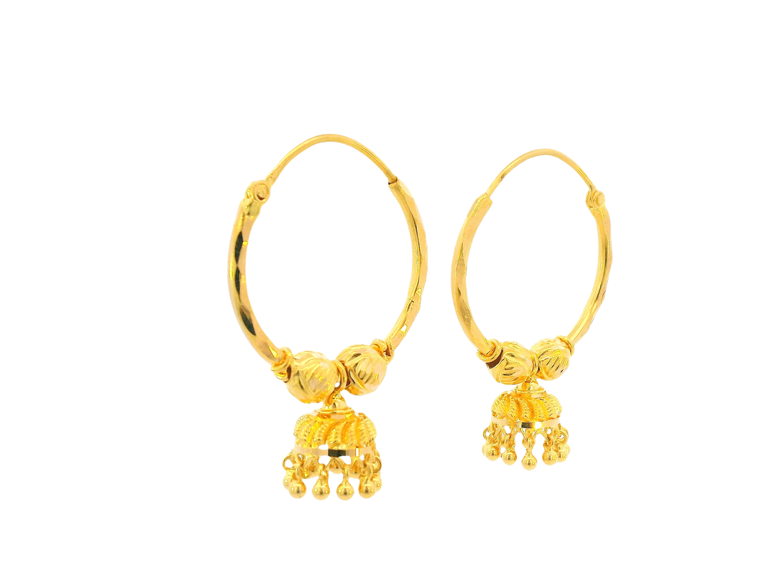 22K Yellow Gold Hoop Earrings Polished Finish