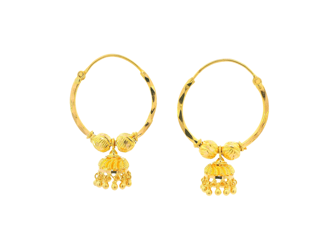 22K Yellow Gold Hoop Earrings Polished Finish
