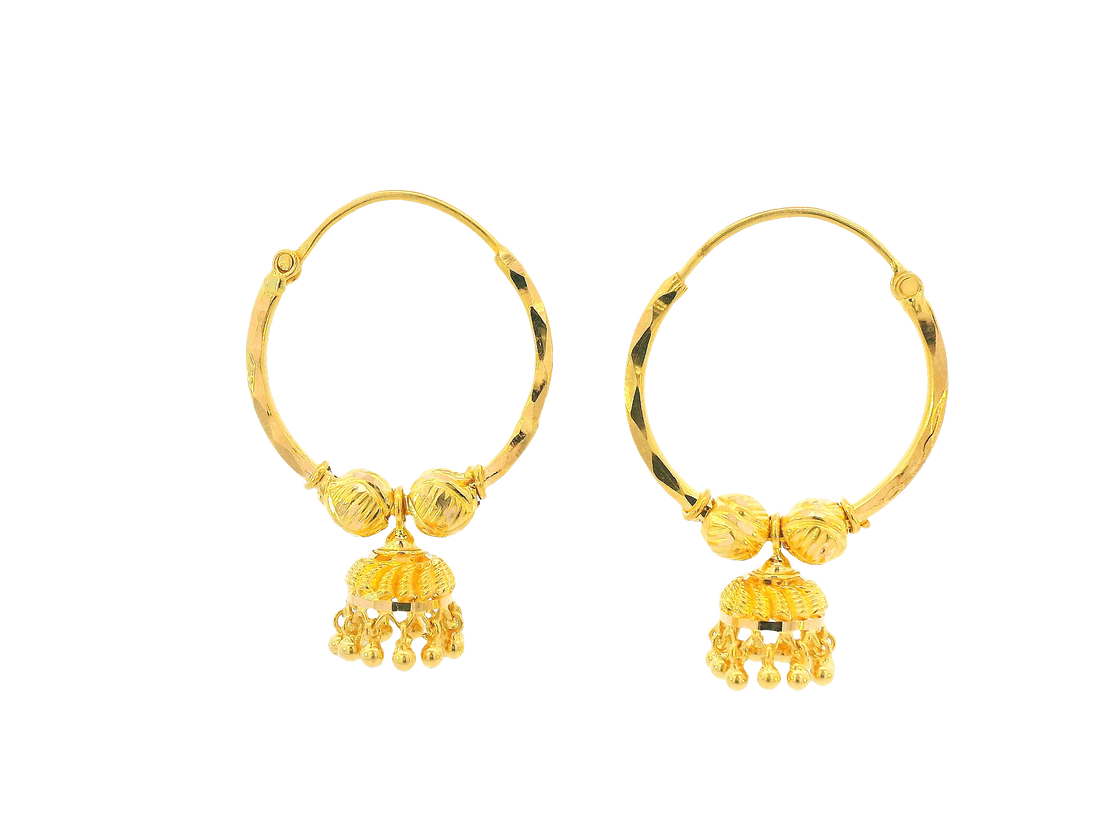 22K Yellow Gold Hoop Earrings Polished Finish