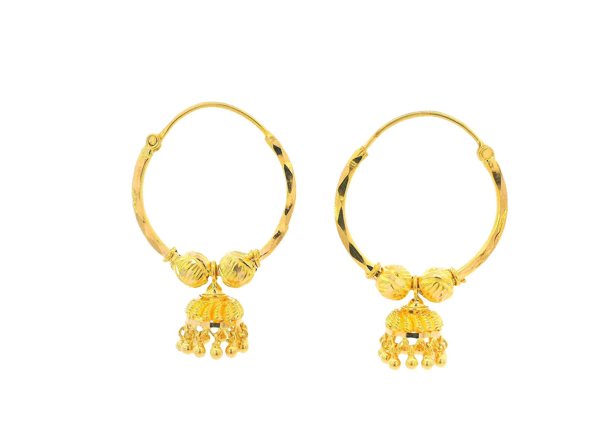 22K Yellow Gold Hoop Earrings Polished Finish