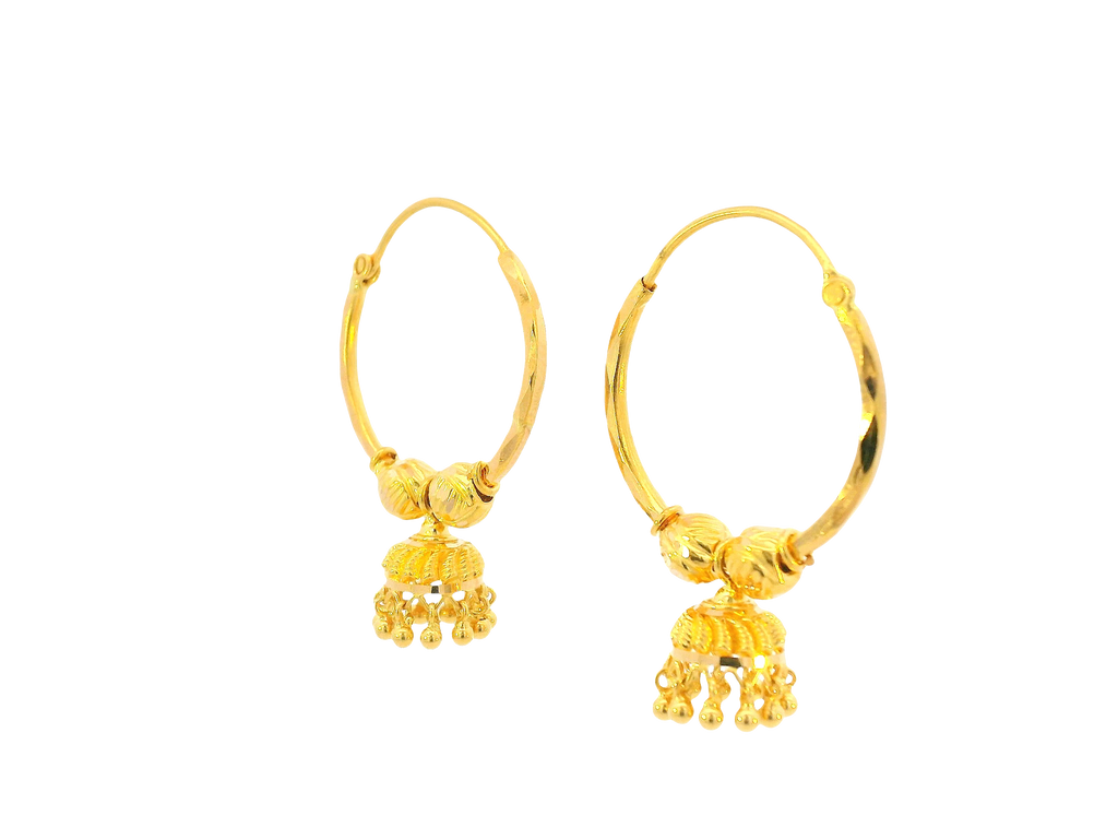 22K Yellow Gold Hoop Earrings Polished Finish