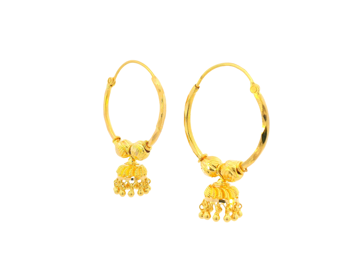 22K Yellow Gold Hoop Earrings Polished Finish