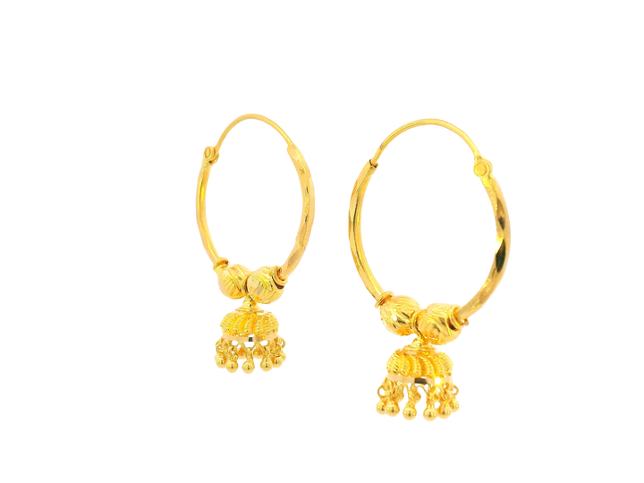 22K Yellow Gold Hoop Earrings Polished Finish