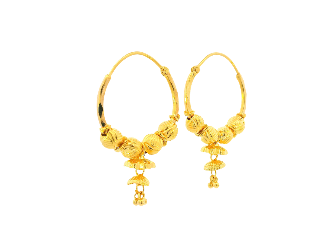 22K Yellow Gold Hoop Earrings Polished Finish