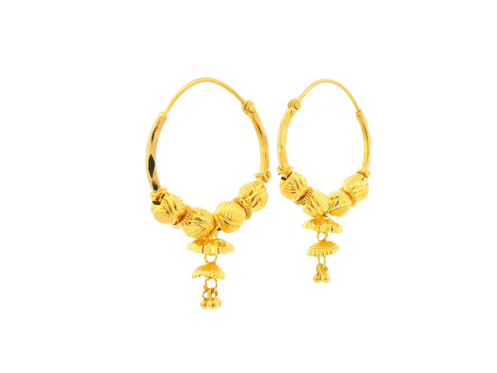22K Yellow Gold Hoop Earrings Polished Finish
