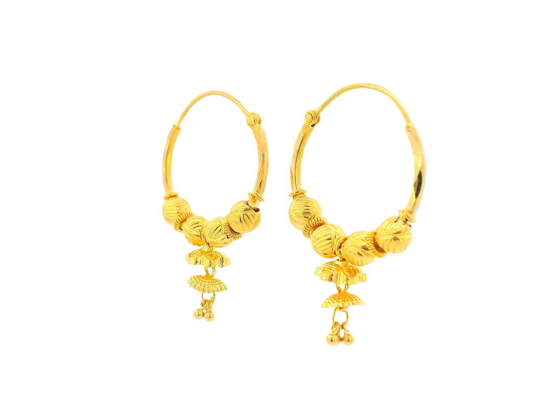 22K Yellow Gold Hoop Earrings Polished Finish