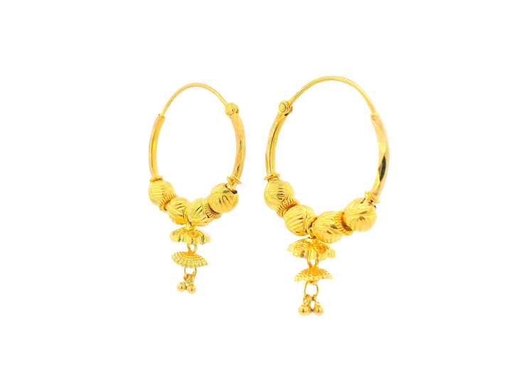 22K Yellow Gold Hoop Earrings Polished Finish