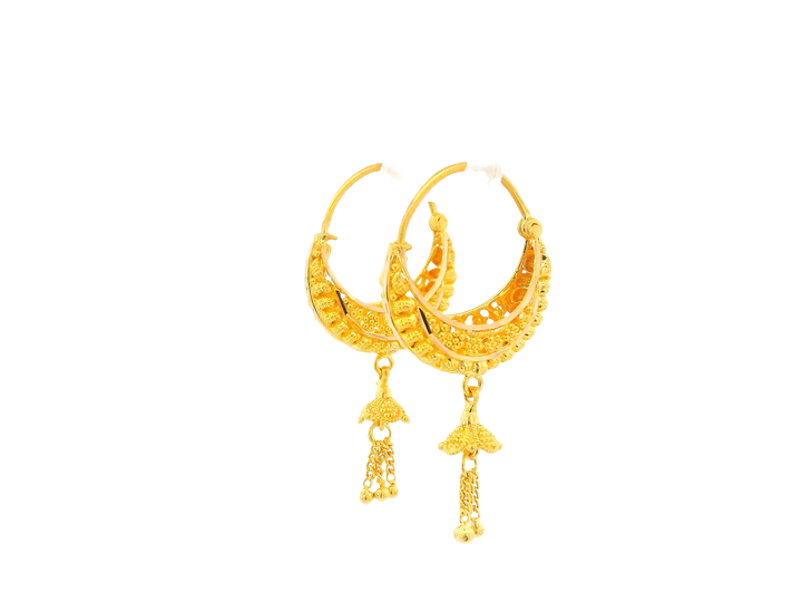 22K Yellow Gold Hoop Earrings  Polished Finish
