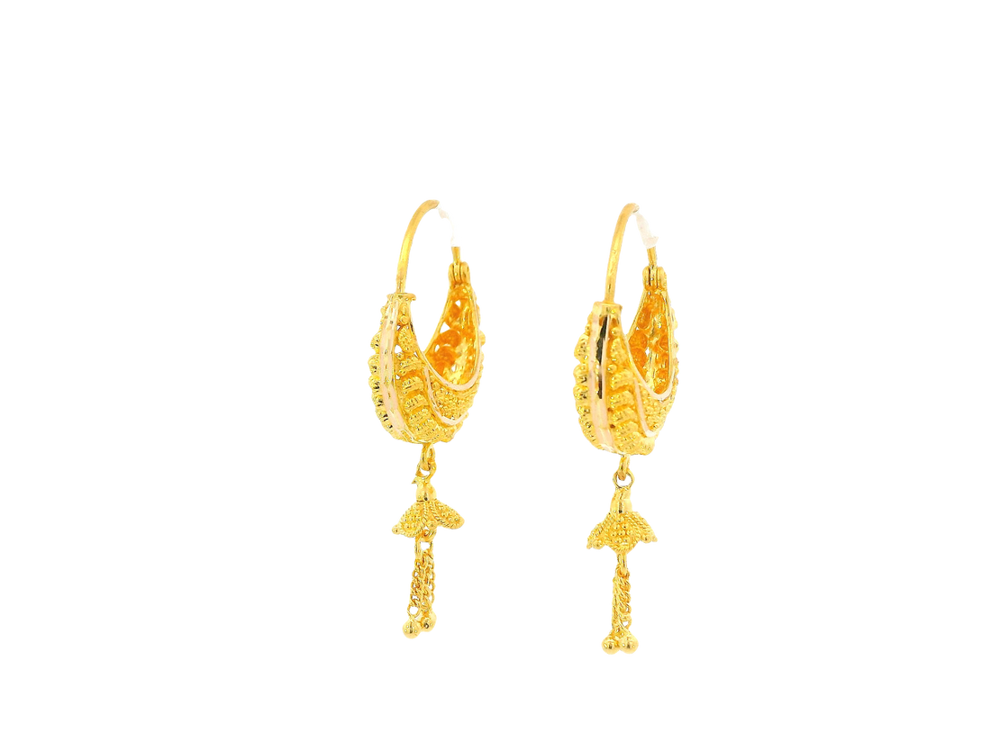 22K Yellow Gold Hoop Earrings  Polished Finish